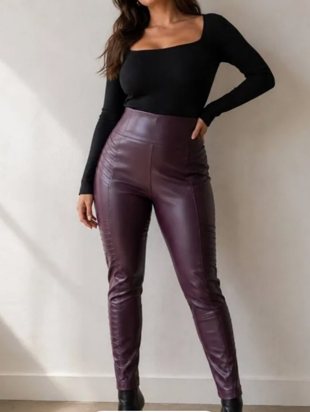 Athleta Delancey Gleam Tight Maroon Burgundy Moto Leggings